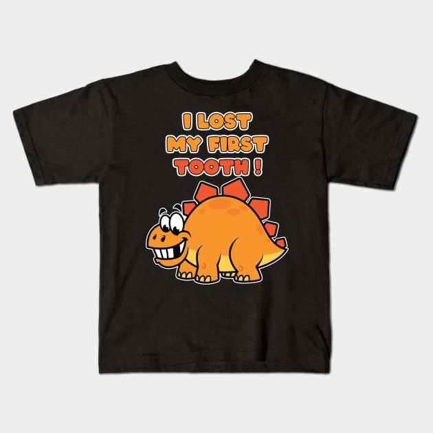 Kids I Lost My First Tooth - Cute Dinosaurs print Kids T-Shirt by theodoros20